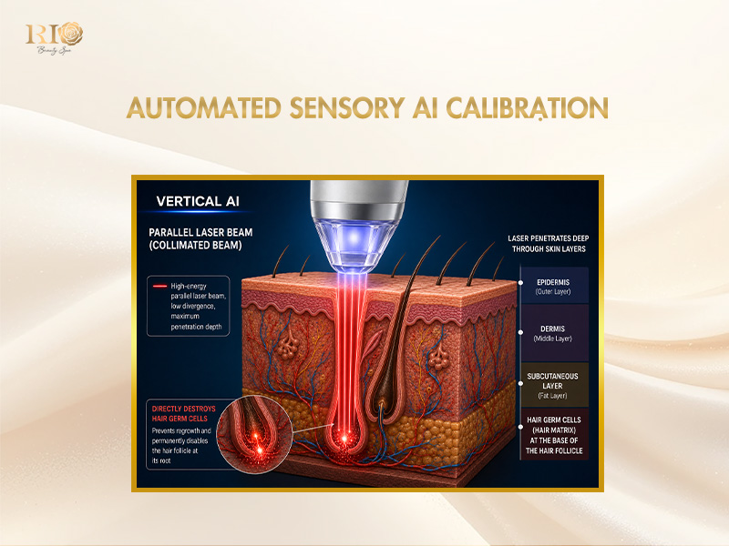 Vertical AI Diode Laser integrated with Rio Beauty Clinic advanced laser hair removal technologies for safe treatment results