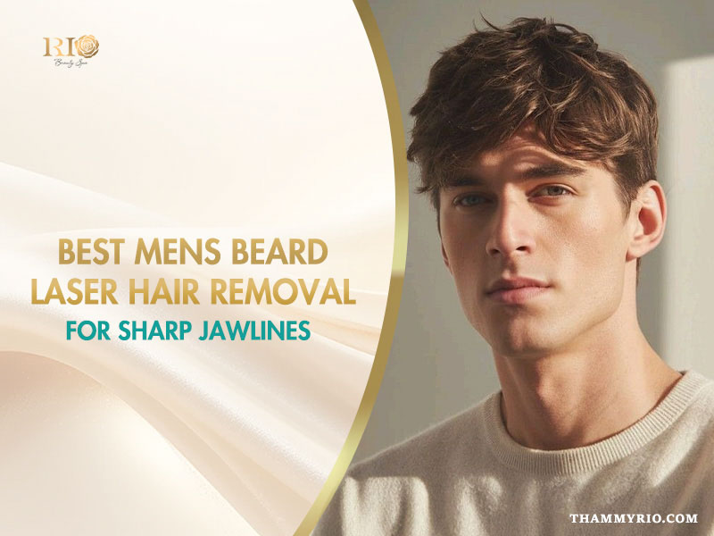 Men receiving professional beard laser hair removal for a sharp and well-defined jawline at Rio Beauty Spa.