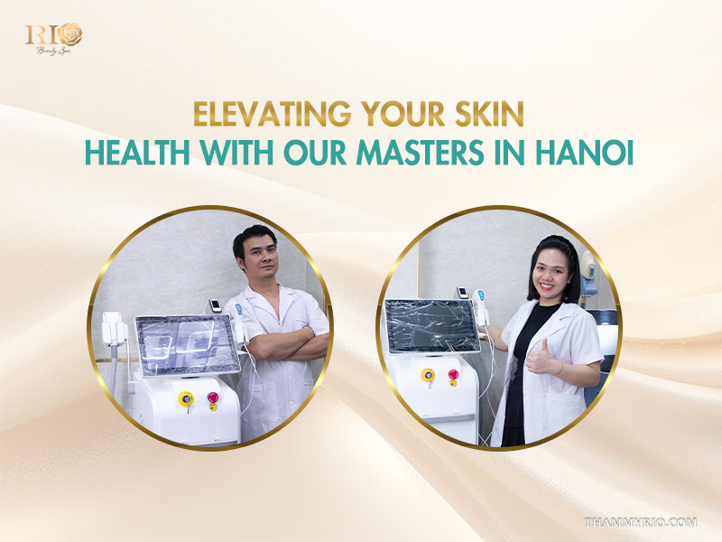 Expert skincare masters at Rio Beauty Spa in Hanoi providing advanced treatment for belly button ingrown hair.