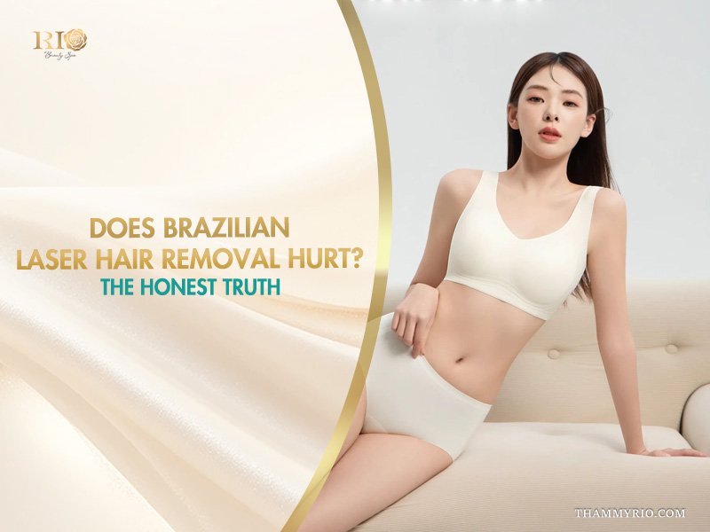 A woman sitting comfortably on a couch, representing the pain-free experience of professional Brazilian laser hair removal at Rio Beauty Clinic.