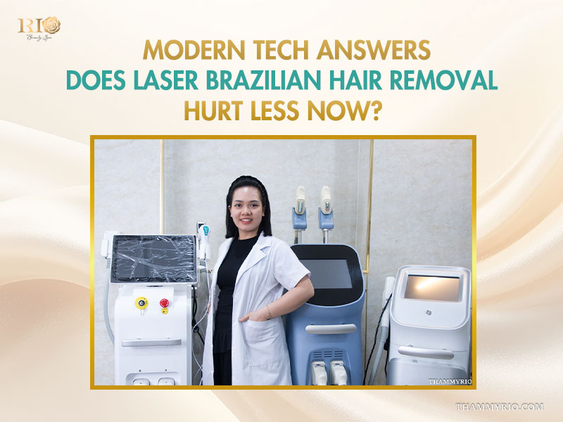 A professional technician with advanced equipment demonstrating modern tech answers to does brazilian laser hair removal hurt at Rio Beauty Clinic.