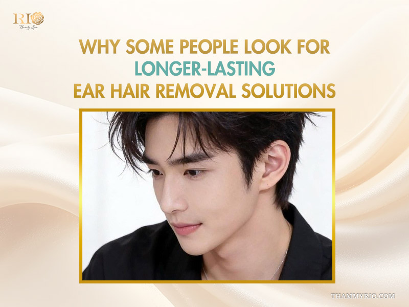 A smiling foreign man showing clean, smooth ears and a well-groomed look after professional ear hair removal.