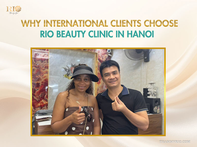 : International client satisfied with facial hair in female treatment results at Rio Beauty Clinic in Hanoi.