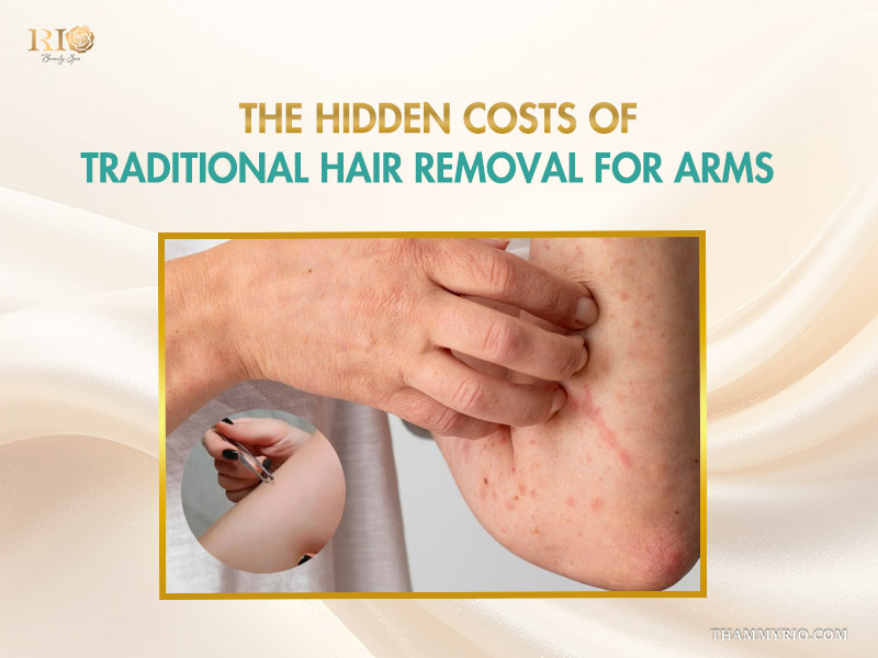Skin irritation and redness caused by traditional hair removal for arms methods.
