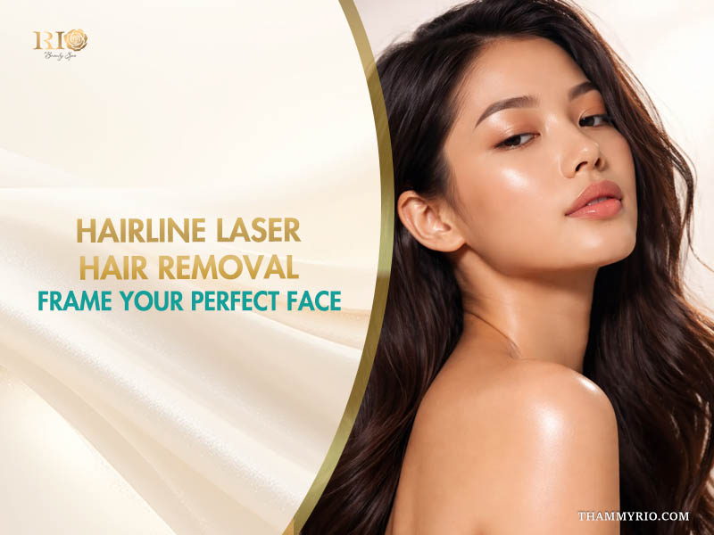 A beautiful woman with glowing skin showing the results of hairline laser hair removal at Rio Beauty Spa.