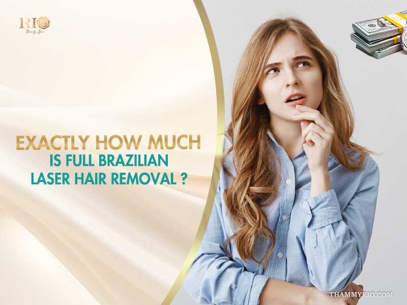 Graphic with text showing a confused woman wondering How Much Is Full Brazilian Laser Hair Removal.