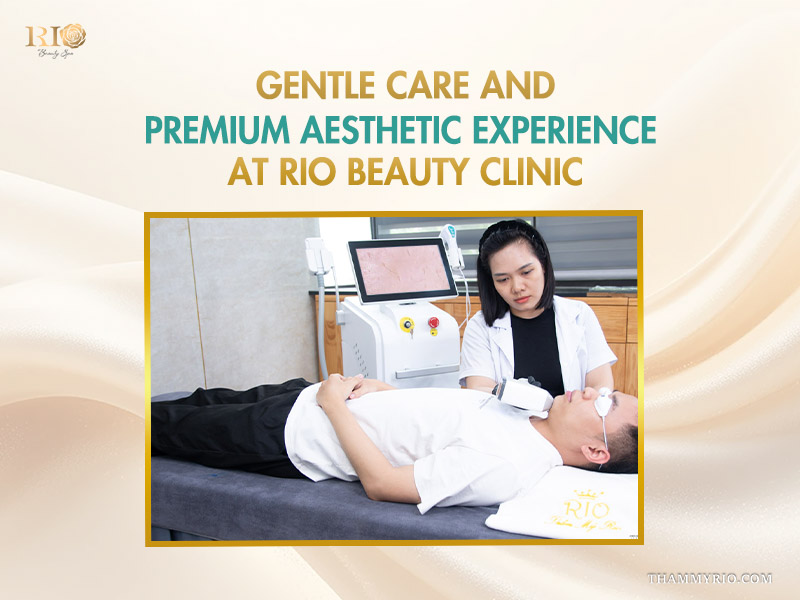A detailed close-up shot showing a clinician's precise and gentle laser handpiece application on a patient's chin area during an advanced treatment session to remove troublesome ingrown lip hair, provided by the experts at Rio Beauty Clinic.