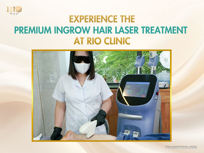 A technician using advanced technology for laser hair removal and ingrown hairs treatment on a client leg at Rio Clinic