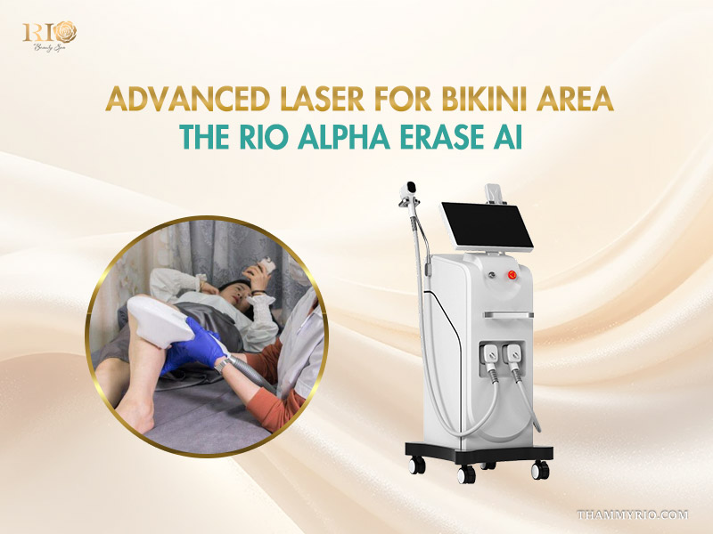 Rio Alpha Erase AI technology used for professional laser hair removal bikini area treatments at the spa.