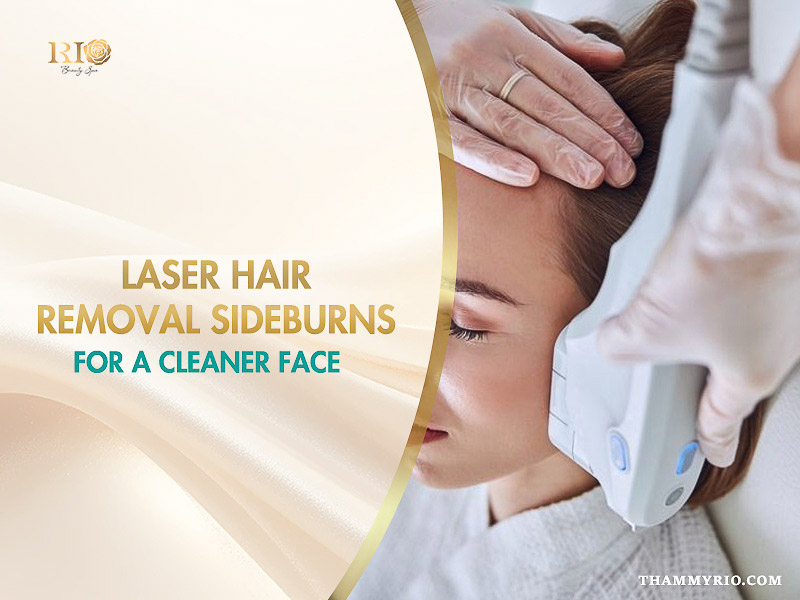 A woman receiving a professional laser hair removal sideburns treatment at Rio Beauty Clinic to achieve a cleaner facial appearance.