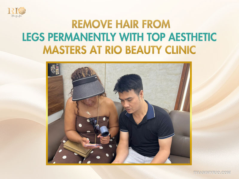 Two clients consulting with a specialist about a leg hair removal treatment plan at Rio Beauty Clinic.