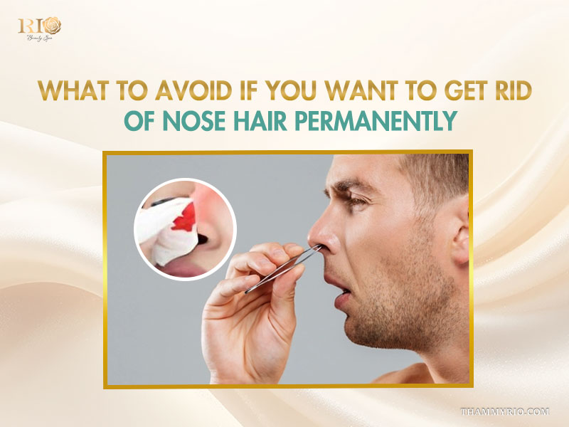 A man experiencing bleeding while using tweezers for hair grooming, highlighting the risks of unsafe male nose hair removal methods.