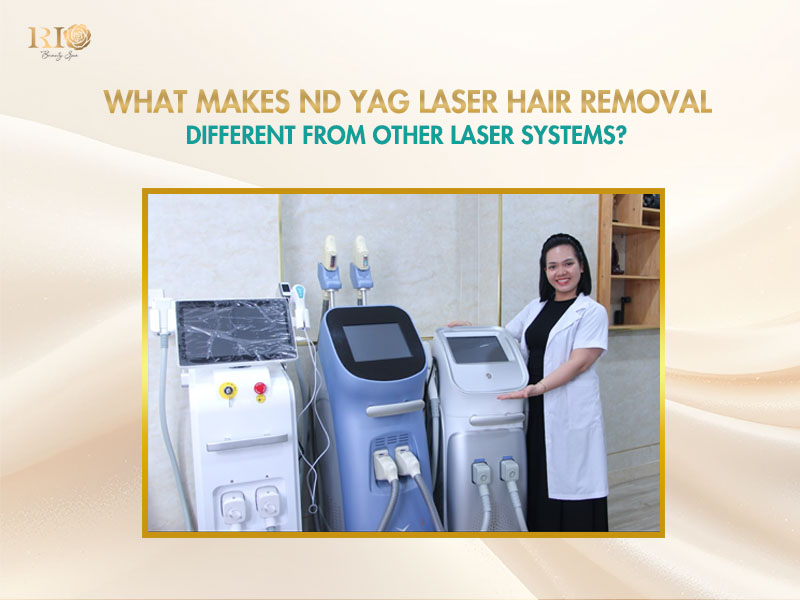 Advanced Vertical AI, Navy AI, and DPL machines arranged neatly for nd yag laser hair removal treatments.