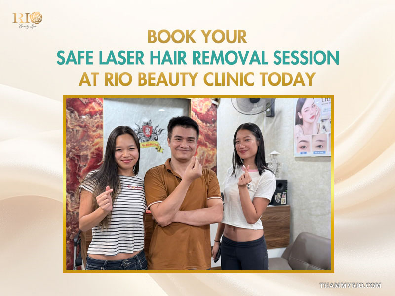 Three smiling clients making finger hearts at a clinic for shaving for laser hair removal consultation.