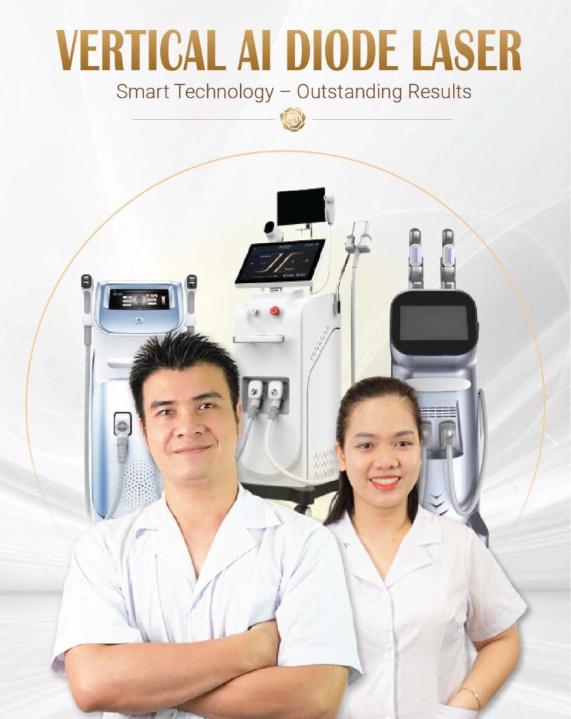 Vertical AI Diode Laser integrated with Rio Beauty Clinic advanced laser hair removal technologies for safe treatment results