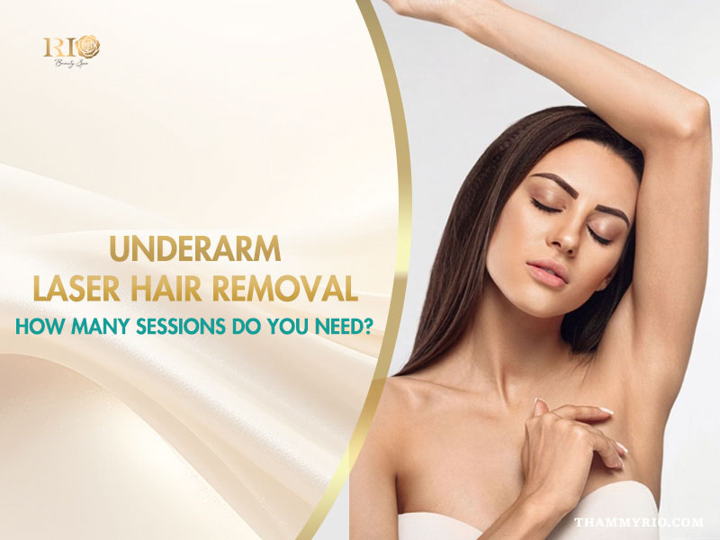 A woman showing smooth underarms for underarm laser hair removal how many sessions guide.