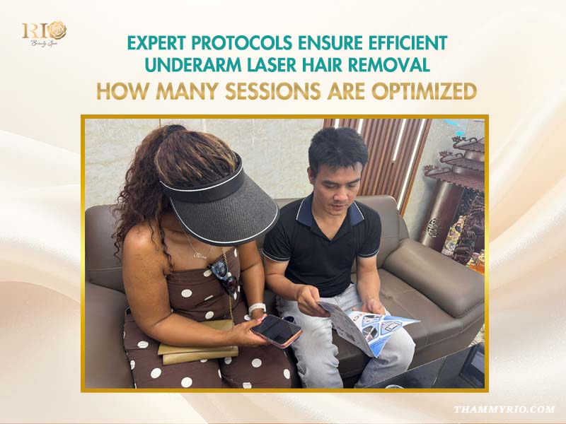 An expert consulting a client about underarm laser hair removal how many sessions are optimized.
