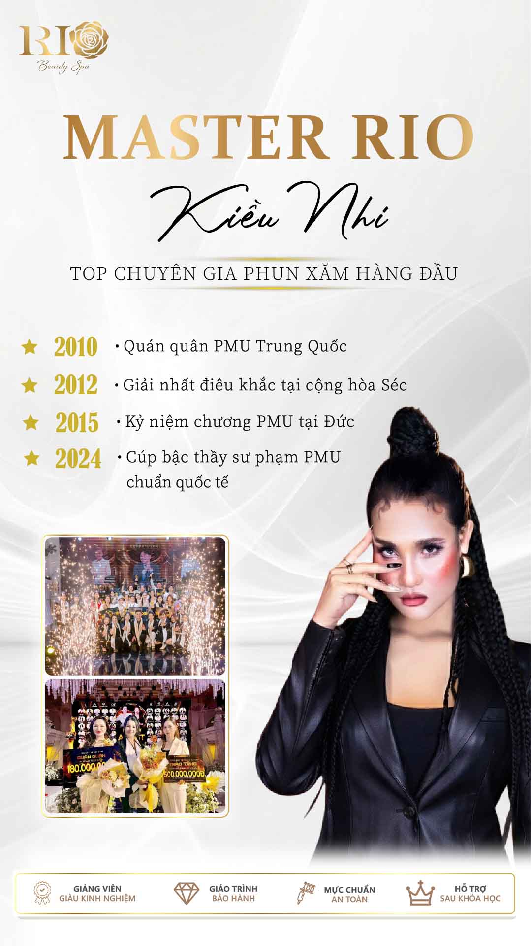 Chi phí học phun xăm tại Thẩm Mỹ Rio cùng Master Artist Kiều Nhi đạt nhiều giải thưởng lớn trong ngành phun xăm thẩm mỹ