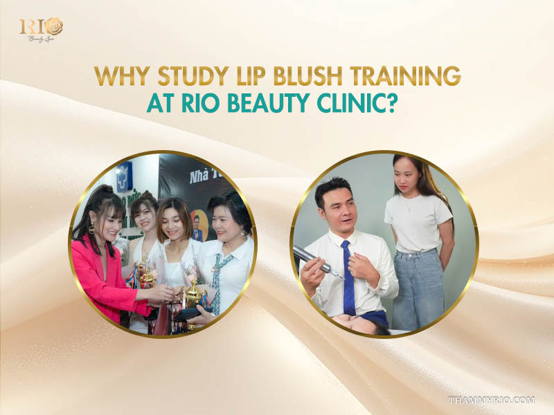 Instructor teaching students in a lip blush course at Rio Beauty Clinic.
