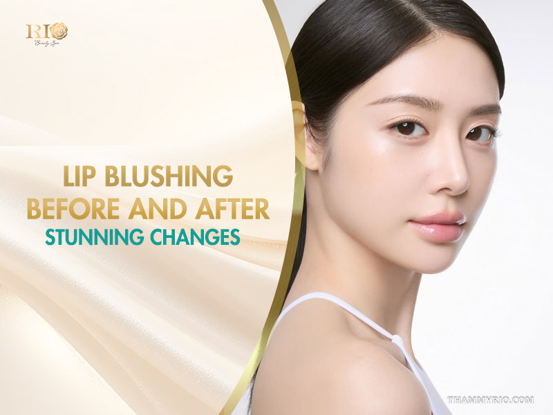 Stunning lip blushing before and after results model at Rio Beauty Clinic.