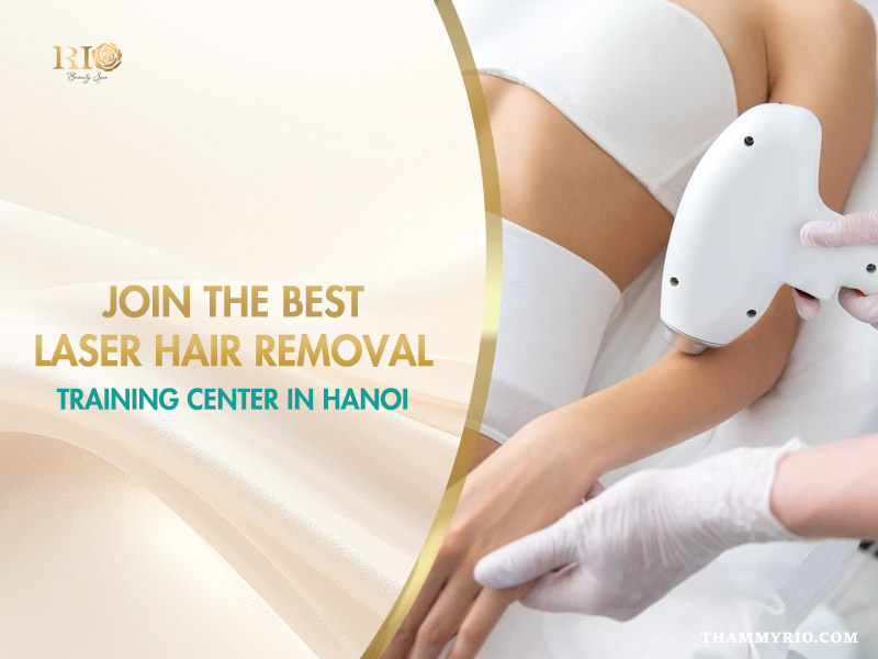 Laser hair removal treatment performed on a client arm at Rio Beauty Spa, representing the best laser hair removal training center in Hanoi.