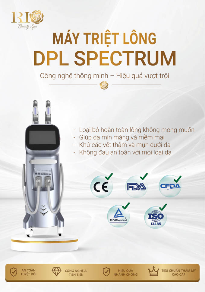 Advanced công nghệ triệt lông DPL Spectrum for smooth hair removal.