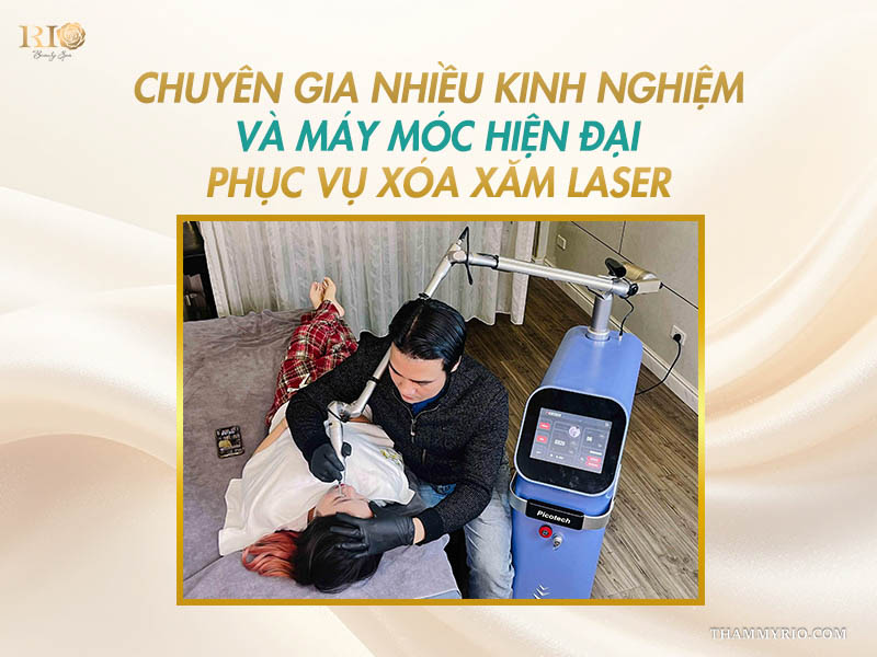 Hệ thống máy móc laser tân tiến cùng tay nghề chuyên gia nhiều năm kinh nghiệm quyết định hiệu quả và chi phí xóa xăm mí