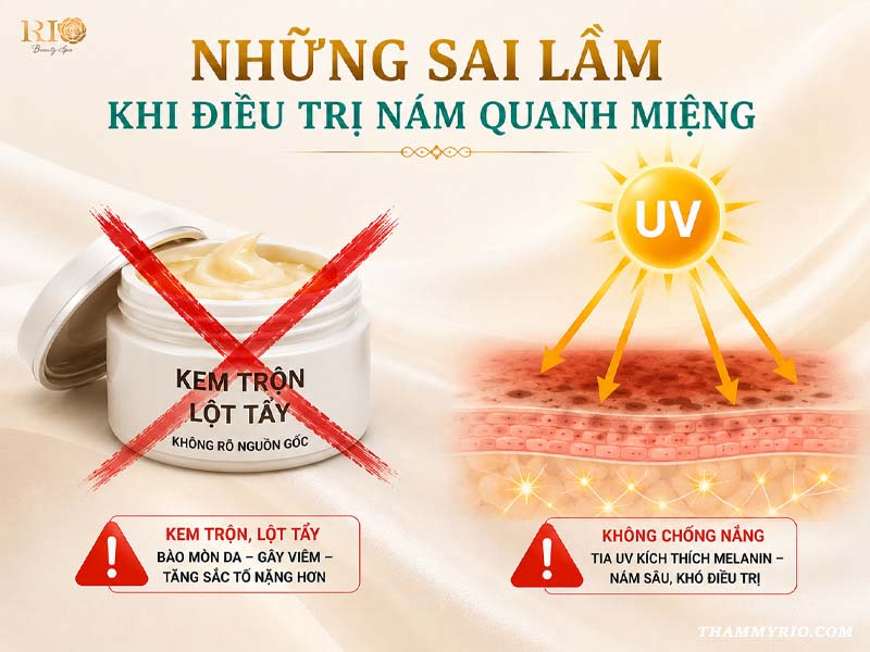 Những sai lầm nghiêm trọng cần tránh khi điều trị bị nám quanh miệng.