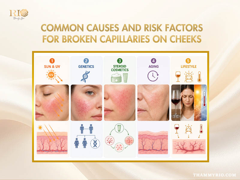 Before and after patient results showing removal of broken capillaries on cheeks