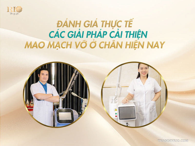 Chuyên gia Thẩm mỹ Rio đứng cạnh máy laser công nghệ cao tư vấn giải pháp cải thiện chân nổi nhiều mao mạch