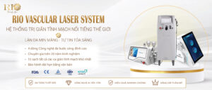 Banner ngang giới thiệu tổ hợp thiết bị đa bước sóng chuẩn quốc tế của công nghệ Rio Vascular Laser System
