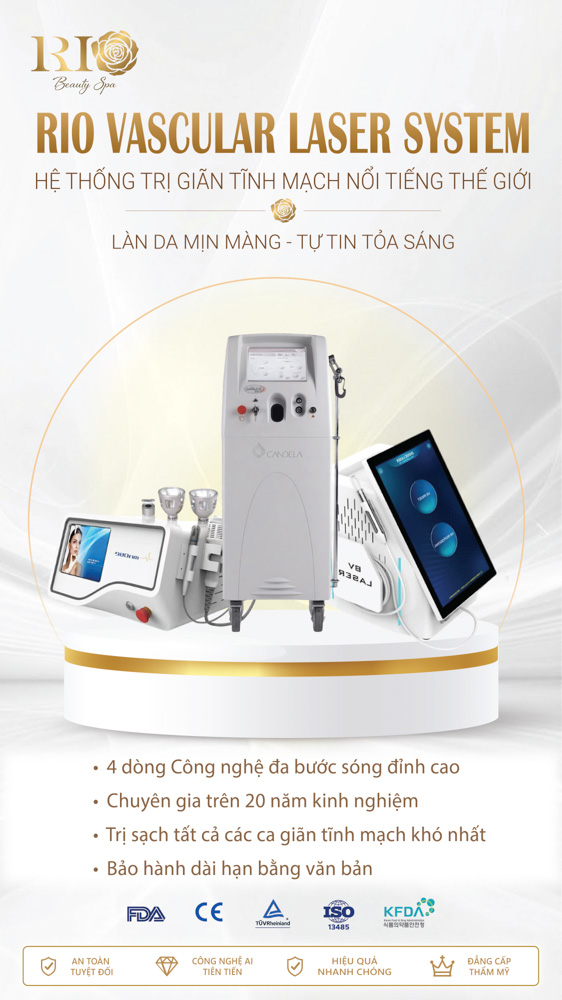 Tổ hợp máy móc laser hiện đại đa bước sóng thuộc công nghệ Rio Vascular Laser System đặc trị giãn tĩnh mạch