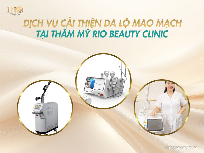 Hệ thống máy móc công nghệ cao và chuyên viên y tế tại dịch vụ cải thiện da lộ mao mạch Rio Beauty Clinic