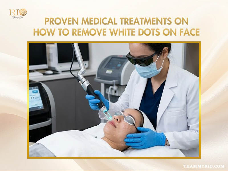 Medical laser treatment for how to get rid of white dots on face