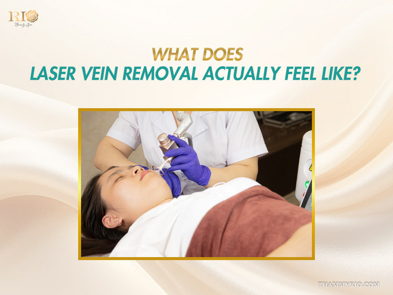 Specialist performing gentle facial laser toning clarifying the question does laser vein removal hurt