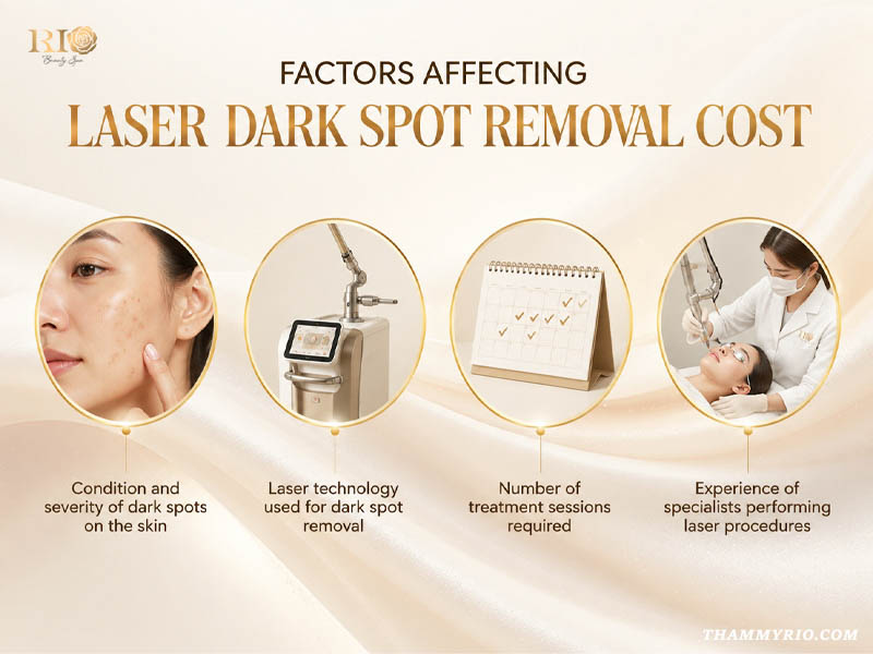 Factors affecting laser dark spot removal cost including skin condition, laser technology, sessions, and specialist experience