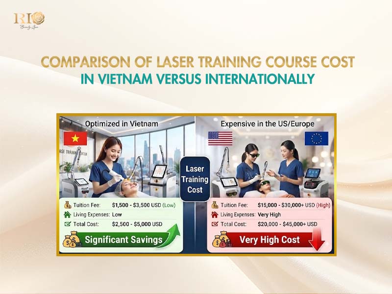 A comparison of laser training course cost in Vietnam versus internationally at Rio Beauty Clinic.