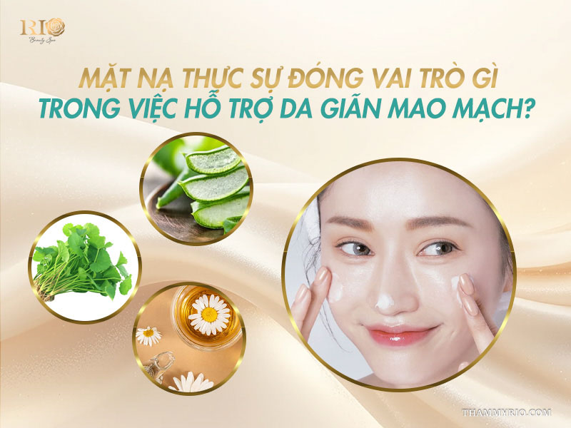 Thành phần rau má, nha đam, cúc la mã chiết xuất trong mặt nạ cho da bị giãn mao mạch giúp làm dịu mẩn đỏ