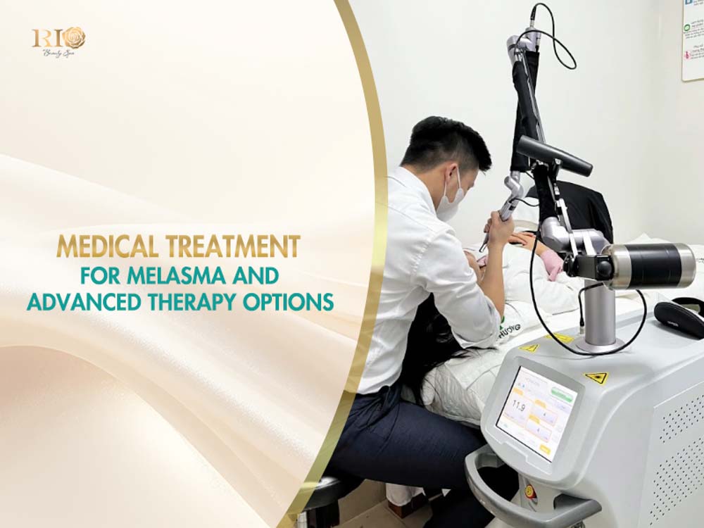 Medical melasma face treatment procedure using advanced laser equipment