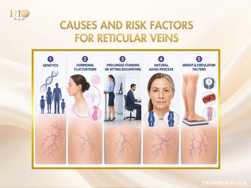 Common causes and risk factors triggering reticular vein treatment necessities.