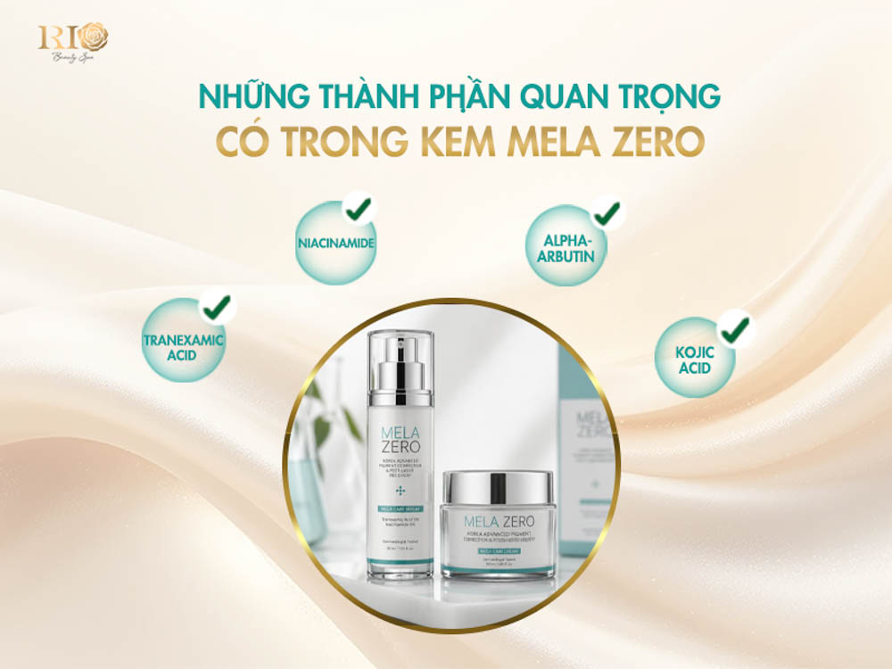 Các thành phần dưỡng chất quan trọng trong kem phục hồi da sau laser mela zero tại Thẩm mỹ Rio