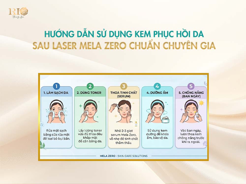 Hướng dẫn 5 bước sử dụng sản phẩm trị nám tàn nhang Mela Zero chuẩn chuyên gia tại Thẩm mỹ Rio