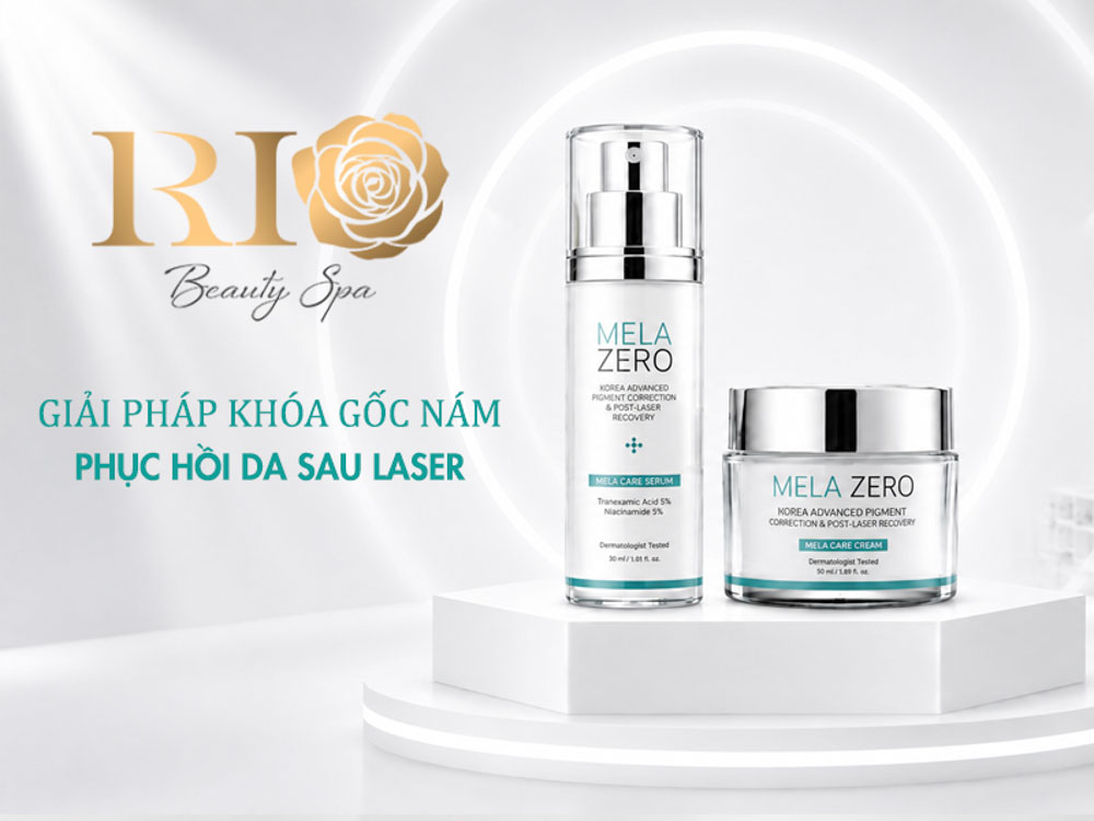 Cận cảnh sản phẩm kem phục hồi da sau laser mela zero đạt tiêu chuẩn quốc tế an toàn tại Thẩm mỹ Rio