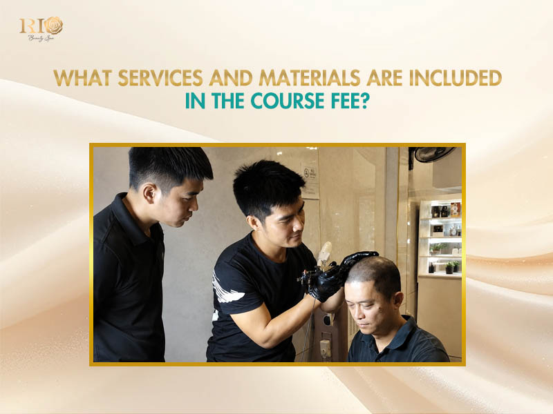 Master instructor guiding a student during hands-on practice on a live model reflecting high-value scalp micropigmentation training cost