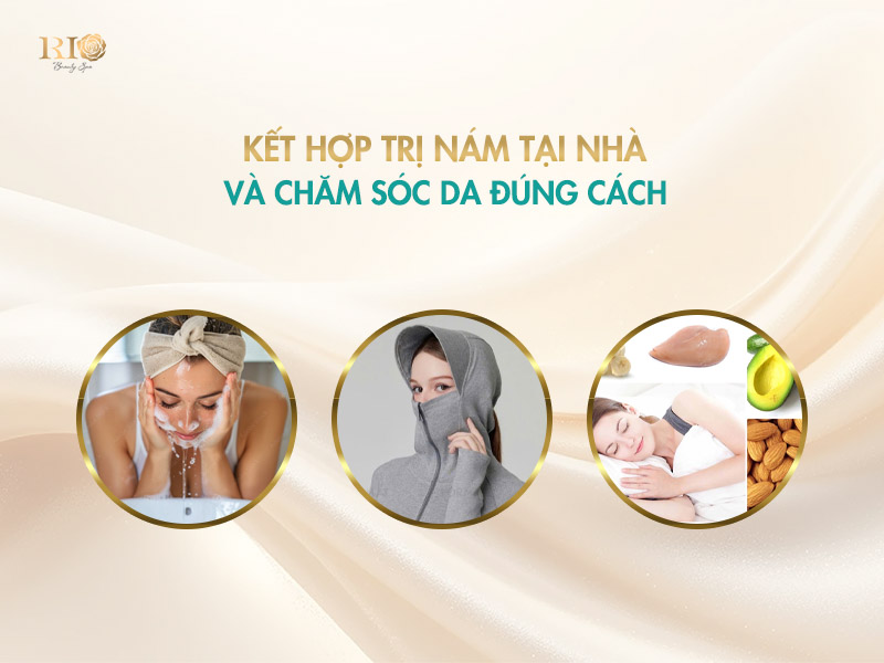 Kết hợp trị nám tại nhà cùng các bước chăm sóc và bảo vệ da đúng cách.