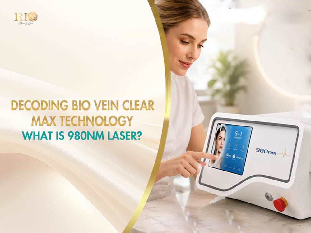 Practitioner operating touch-screen interface of the specialized Bio Vein Clear Max 980 nm laser workstation