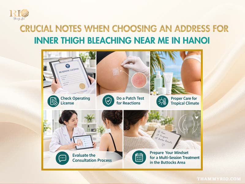 Patient checklist for anal bleach near me in Hanoi showing operating license and patch tests