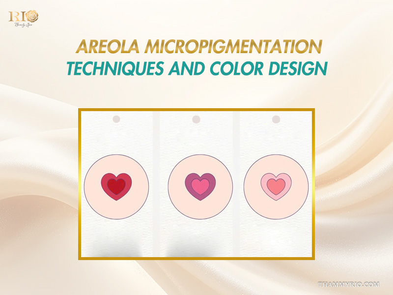 Three customized color palettes and gradient design templates for areola micropigmentation procedures