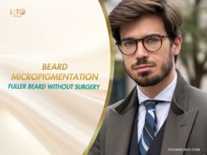 Stylish man with a fuller beard achieved via beard micropigmentation at Rio Beauty Clinic.