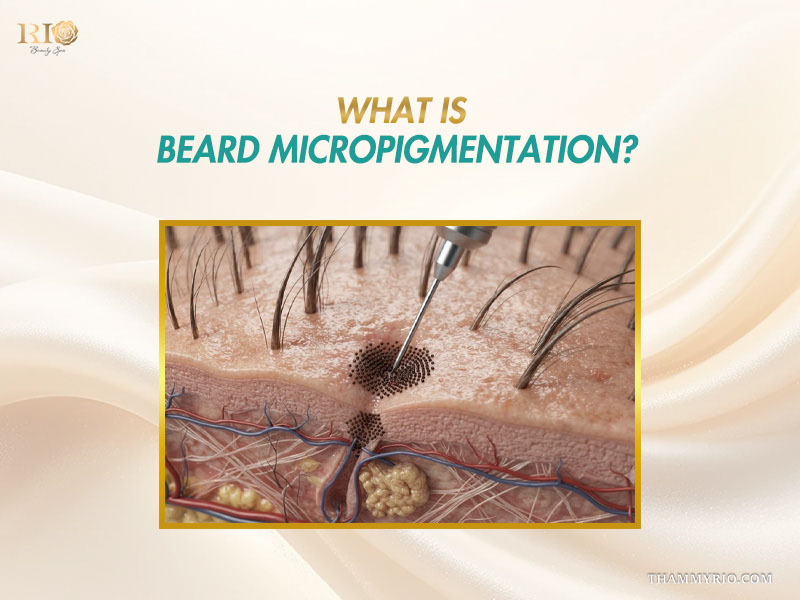 3d anatomical illustration showing needle placement during beard micropigmentation.